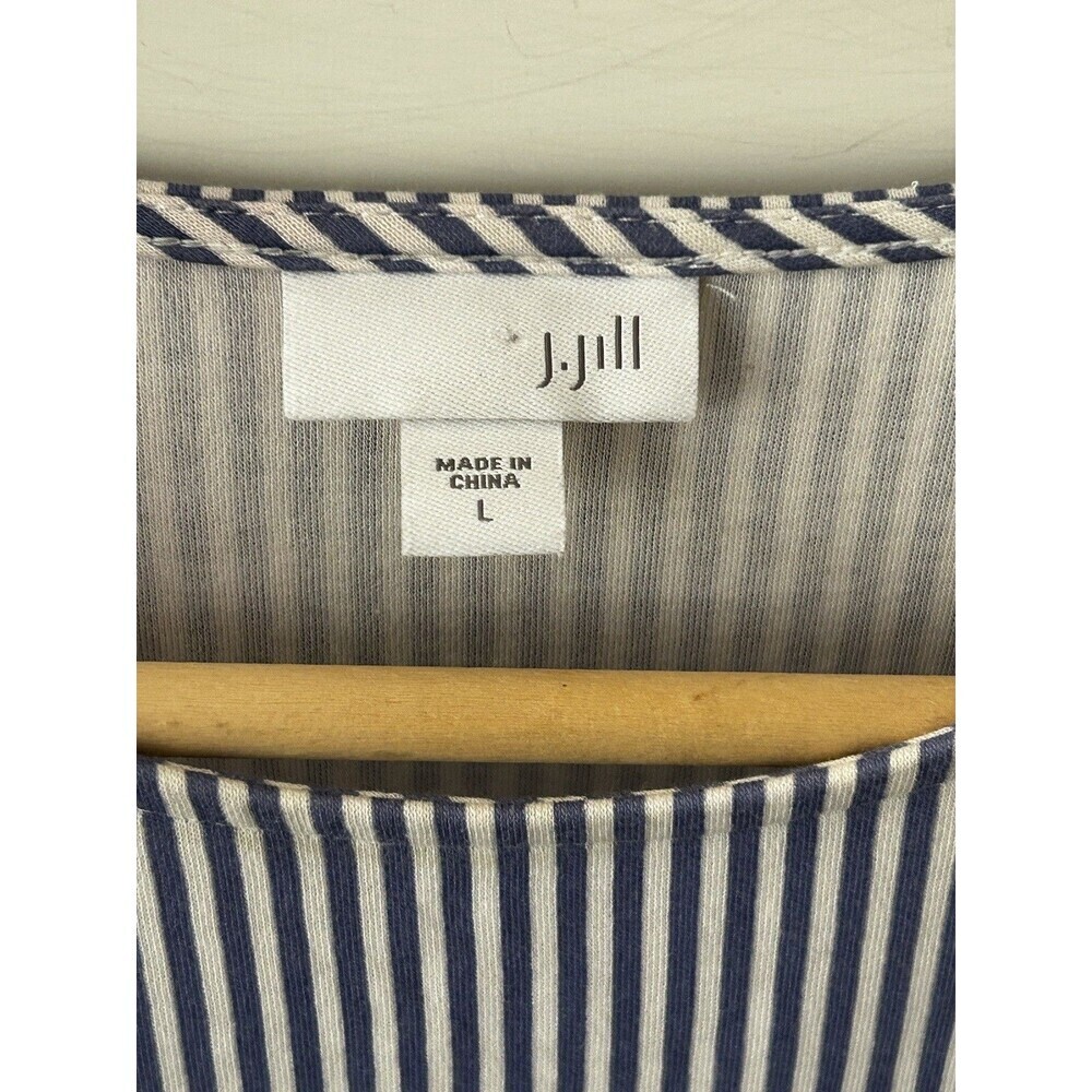 J.Jill Striped Colorblock Dress Size Large Blue White Black Classic Women's - Picture 5 of 9